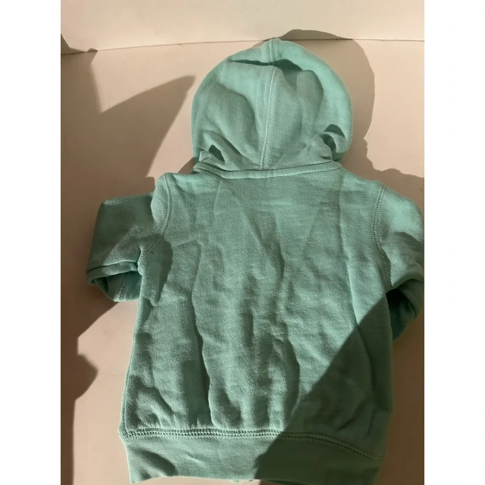 Carter's Hoodie - Size 3 Months - Green Zip Up W/Pockets Palm Tree Hit EC